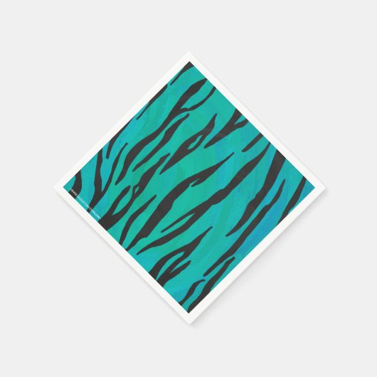 Tiger Black und Aquamarin Print Serviette (Ecke)
