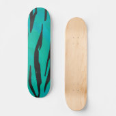 Tiger Black und Aquamarin Print Skateboard (Vorderseite)