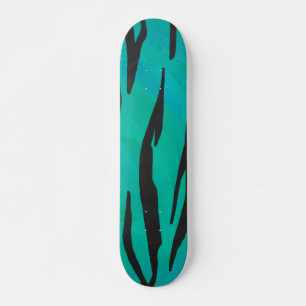 Tiger Black und Aquamarin Print Skateboard