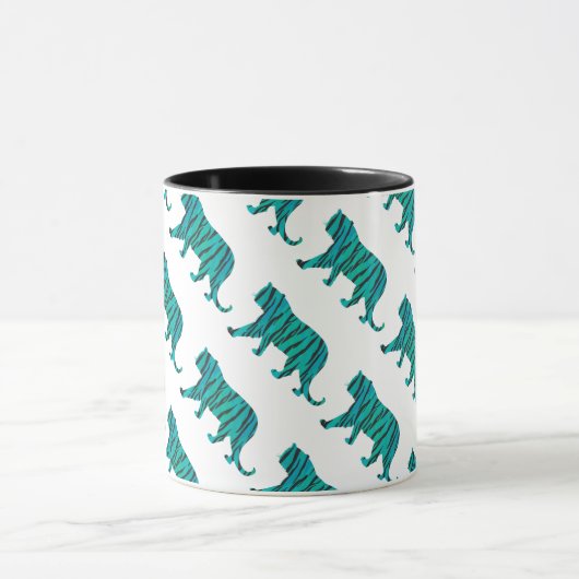 Tiger Black und Aquamarin Print Tasse (Zentrum)
