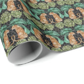 Tiger-Blätter: Wasserfarbiger Dschungel Nahtlos. Geschenkpapier (Rolleneckpunkt)