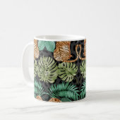 Tiger-Blätter: Wasserfarbiger Dschungel Nahtlos. Kaffeetasse (Vorderseite Links)