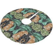 Tiger-Blätter: Wasserfarbiger Dschungel Nahtlos. Polyester Weihnachtsbaumdecke (Schrägansicht)