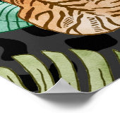 Tiger-Blätter: Wasserfarbiger Dschungel Nahtlos. Poster (Ecke)