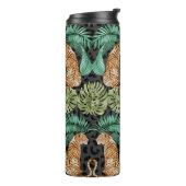Tiger-Blätter: Wasserfarbiger Dschungel Nahtlos. Thermosbecher (Nach links gedreht)