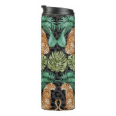 Tiger-Blätter: Wasserfarbiger Dschungel Nahtlos. Thermosbecher (Nach rechts gedreht)