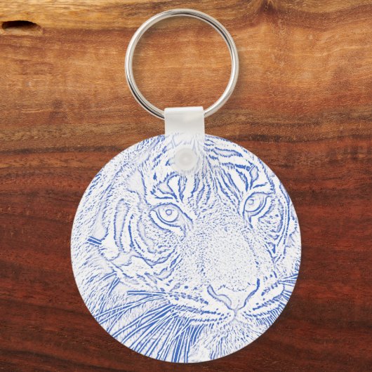 Tiger (blau) Schlüsselanhänger (Vorderseite)