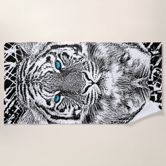 Tiger-blaue Augen-Dekor auf a Strandtuch (Vorderseite)