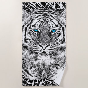 Tiger-blaue Augen-Dekor auf a Strandtuch