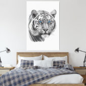 Tiger - Bleistift Gezeichnet mit blauen Augen Leinwanddruck (Insitu (Schlafzimmer))