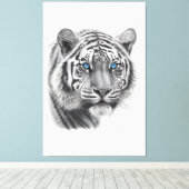 Tiger - Bleistift Gezeichnet mit blauen Augen Leinwanddruck (Insitu (Holzboden))