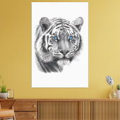 Tiger - Bleistift Gezeichnet mit blauen Augen Leinwanddruck (Insitu (Wohnzimmer))