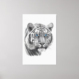 Tiger - Bleistift Gezeichnet mit blauen Augen Leinwanddruck