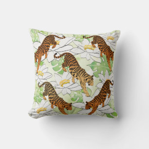 Tiger Blume Aquarellmuster Throw Kissen