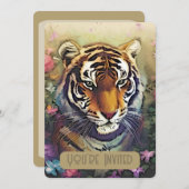 Tiger-Blume-Einladung QR-Code Einladung (Vorne/Hinten)