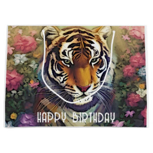 Tiger-Blume für benutzerdefinierte Textgifttasche Große Geschenktüte