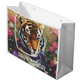 Tiger-Blume für benutzerdefinierte Textgifttasche Große Geschenktüte (Vorderseite Schrägansicht)