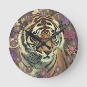 Tiger-Blume Runde Wanduhr (Vorderseite)