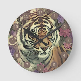 Tiger-Blume Runde Wanduhr