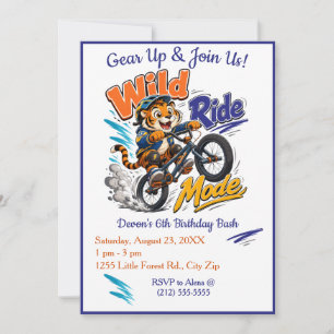 Tiger BMX Fahrrad Geburtstagsfeier für Jungen Einladung