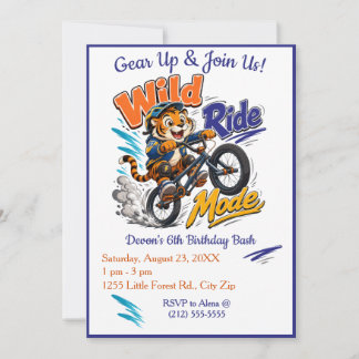 Tiger BMX Fahrrad Geburtstagsfeier für Jungen Einladung