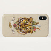 Tiger Boho Art-Porträt Case-Mate iPhone Hülle (Rückseite (Horizontal))