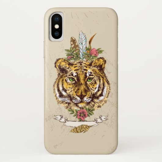 Tiger Boho Art-Porträt Case-Mate iPhone Hülle (Rückseite)