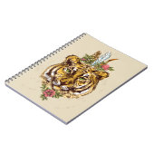 Tiger Boho Art-Porträt Notizblock (Linke Seite)