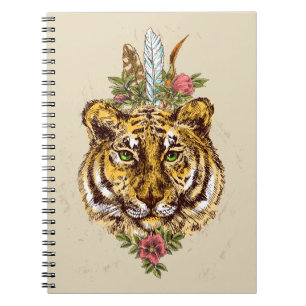 Tiger Boho Art-Porträt Notizblock