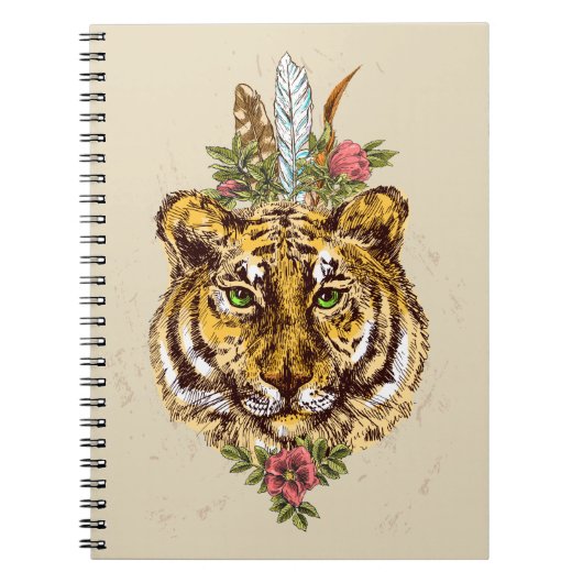 Tiger Boho Art-Porträt Notizblock (Vorderseite)