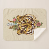 Tiger Boho Art-Porträt Sherpadecke (Vorderseite (Horizontal))