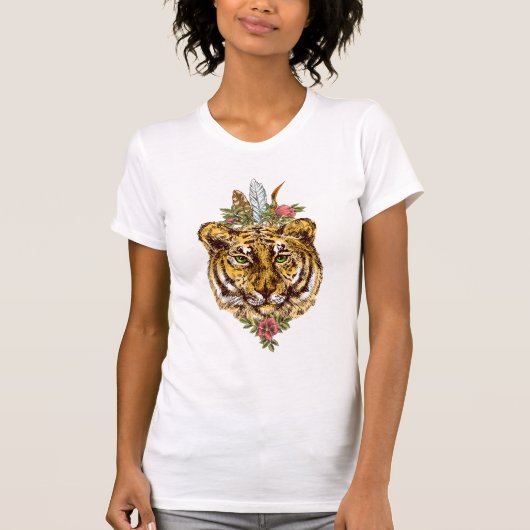 Tiger Boho Art-Porträt T-Shirt (Vorderseite)