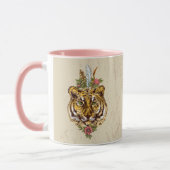 Tiger Boho Art-Porträt Tasse (Links)