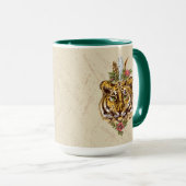 Tiger Boho Art-Porträt Tasse (VorderseiteRechts)