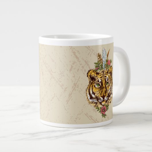 Tiger Boho Style Portrait Jumbo-Tasse (Vorderseite Rechts)