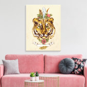 Tiger Boho Style Portrait Leinwanddruck (Insitu (Wohnzimmer))