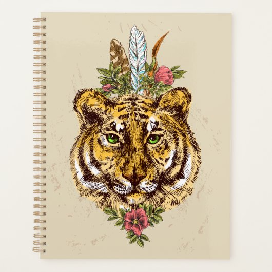 Tiger Boho Style Portrait Planer (Vorderseite)