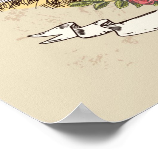 Tiger Boho Style Portrait Poster (Ecke)