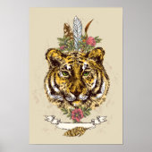 Tiger Boho Style Portrait Poster (Vorne)