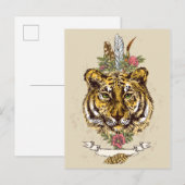Tiger Boho Style Portrait Postkarte (Vorne/Hinten)