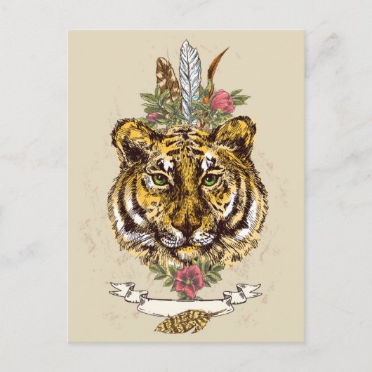 Tiger Boho Style Portrait Postkarte (Vorderseite)