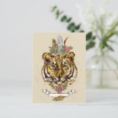 Tiger Boho Style Portrait Postkarte (Stehend Vorderseite)