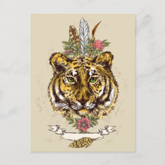 Tiger Boho Style Portrait Postkarte