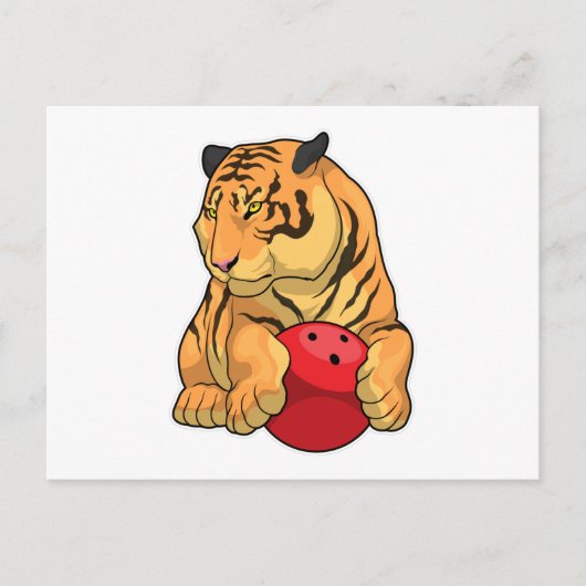 Tiger Bowling Bowlingkugel Postkarte (Vorderseite)