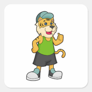 Tiger Cap Quadratischer Aufkleber