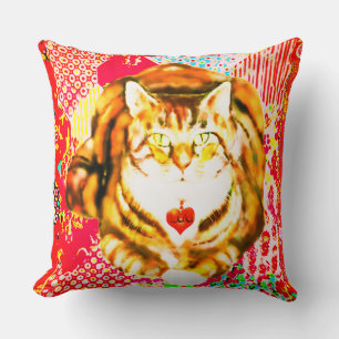 Tiger Cat Decoratie Red Fabrics DesignThrow Kissen