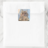 Tiger Cat Illustration Design Quadratischer Aufkleber (Tasche)