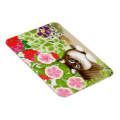 Tiger Cat in Patio Jungle Premium Magnet (Rechte Seite)