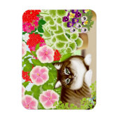 Tiger Cat in Patio Jungle Premium Magnet (Vertikal)