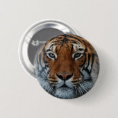 Tiger Cat Stripes Jungle Mist Animal Button (Vorne & Hinten)